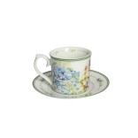 BRANDANI porcelāna tasīšu komplekts ar šķīvīšiem "Flora" 2 vnt. 100 ml | 2