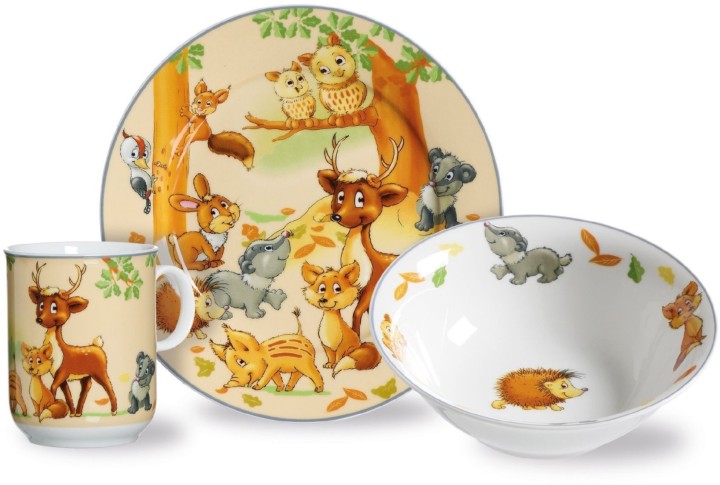 RITZENHOFF & BREKER porcelāna bērnu trauku komplekts "Wald Tiere", 3 daļas  | 1