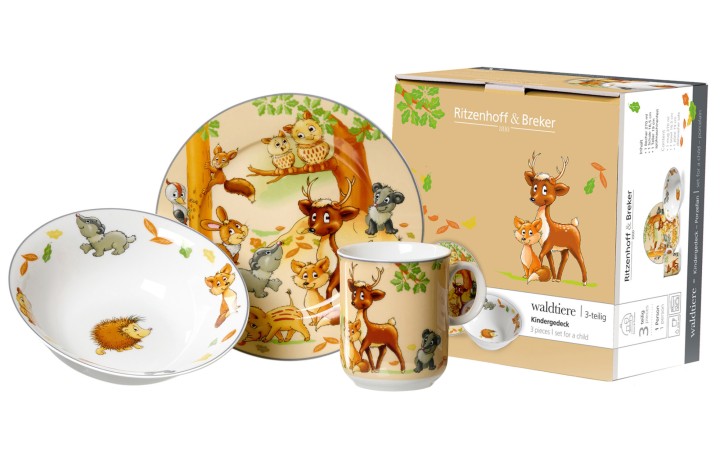 RITZENHOFF & BREKER porcelāna bērnu trauku komplekts "Wald Tiere", 3 daļas  | 5