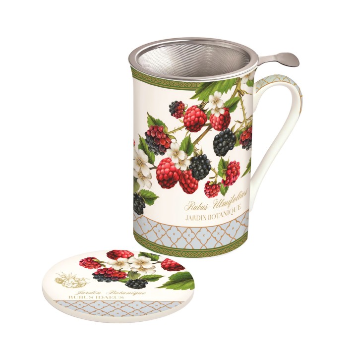 EASY LIFE porcelāna kauss ar vāku un sietu "Jardin Botanique", 300 ml  | 1