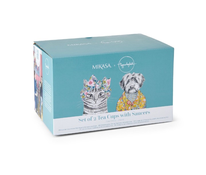 LifetimeBRANDS porcelāna krūzīšu un apakštasīšu komplekts "Cat and dog", 2 gab. 240 ml | 5