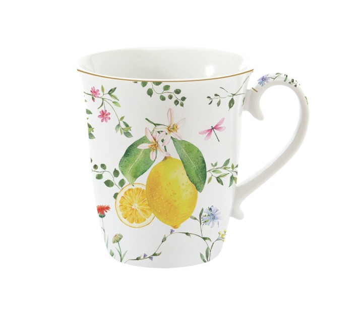 EASY LIFE porcelāna krūze "Fleurs et citrons", 275 ml  | 1