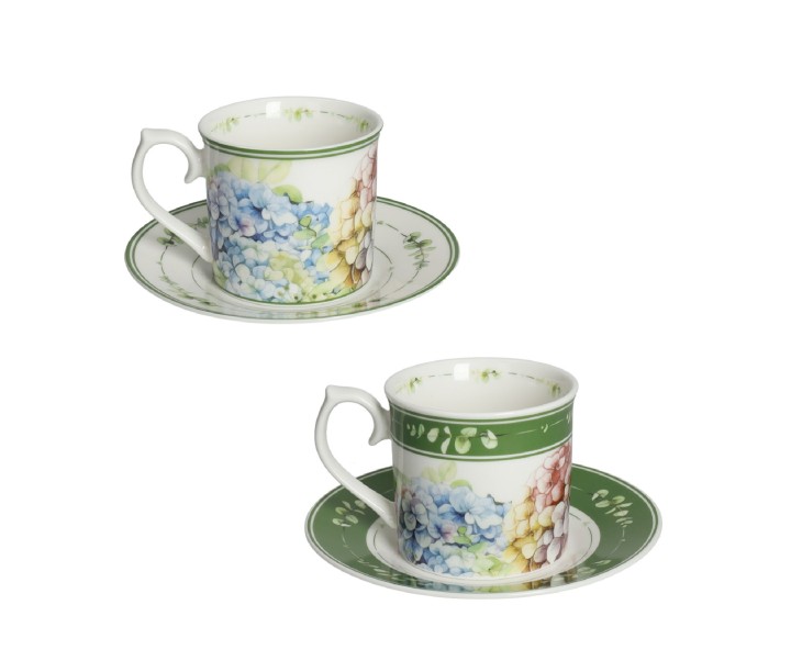 BRANDANI porcelāna tasīšu komplekts ar šķīvīšiem "Flora" 2 vnt. 100 ml | 1